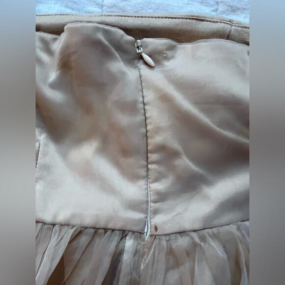 TCEC Tan / Champaign Chiffon Babydoll Mini Dress Ethereal Cottagecore Fairy -Med - Picture 5 of 10